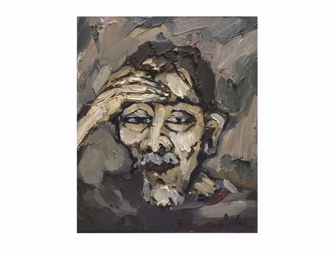 Đoàn Văn Đức: Bức chân dung danh họa Việt Nam Nguyễn Gia Trí được vẽ bằng bút pháp nghệ thuật Biểu hiện với các nhát sơn dày, hòa sắc ghi xám đầy xúc cảm. Một xúc cảm về tài năng và nhân cách người nghệ sĩ hàng đầu lịch sử mỹ thuật Việt Nam hiện đại.