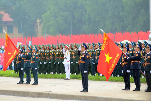Chiến sỹ, đồng bào cùng hát Quốc ca sáng 2-9 ảnh 1 Chiến sỹ, đồng bào cùng hát Quốc ca sáng 2-9 ảnh 1