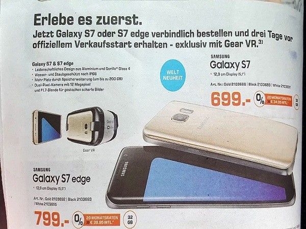 Rò rỉ giá bán Samsung Galaxy S7 và S7 edge? ảnh 2 Rò rỉ giá bán Samsung Galaxy S7 và S7 edge? ảnh 2