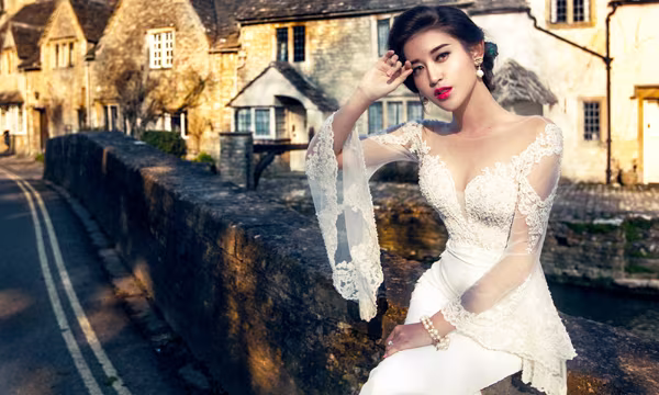 Á hậu Huyền My diện váy cưới đẹp "mê hồn" ở trời Tây ảnh 2