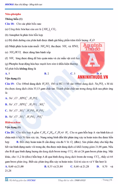 Tự đánh giá trước Kỳ thi THPT Quốc gia 2018 (3): Kiểm tra môn Hóa học & Đáp án môn Vật lí ảnh 7 Tự đánh giá trước Kỳ thi THPT Quốc gia 2018 (3): Kiểm tra môn Hóa học & Đáp án môn Vật lí ảnh 7