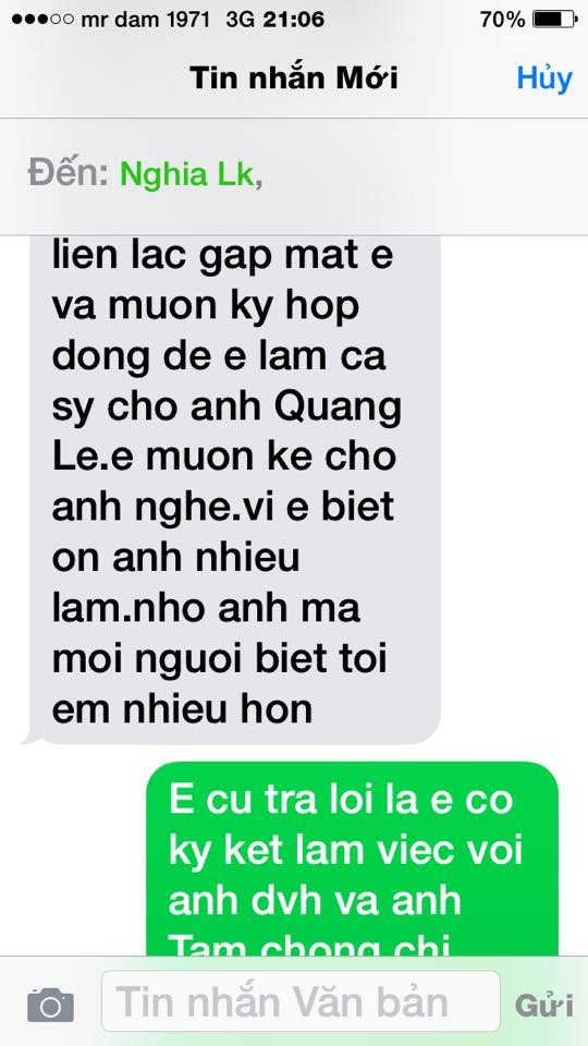 Đàm Vĩnh Hưng mắng Quang Lê “hèn” khi phủ nhận chuyện “giành gà nòi“ ảnh 3 Đàm Vĩnh Hưng mắng Quang Lê “hèn” khi phủ nhận chuyện “giành gà nòi“ ảnh 3