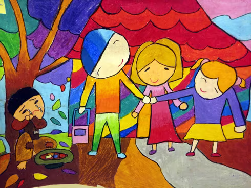 Hơn 100 bức tranh ấn tượng, truyền tải thông điệp "Cùng loại bỏ bạo lực với trẻ em" ảnh 12 Hơn 100 bức tranh ấn tượng, truyền tải thông điệp "Cùng loại bỏ bạo lực với trẻ em" ảnh 12