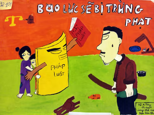 Hơn 100 bức tranh ấn tượng, truyền tải thông điệp "Cùng loại bỏ bạo lực với trẻ em" ảnh 8 Hơn 100 bức tranh ấn tượng, truyền tải thông điệp "Cùng loại bỏ bạo lực với trẻ em" ảnh 8