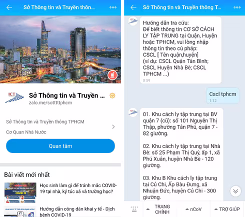 Người dân TPHCM có thể theo dõi thông tin chính thống về Covid-19 trên Zalo của Sở Thông tin và Truyền thông ảnh 3 Người dân TPHCM có thể theo dõi thông tin chính thống về Covid-19 trên Zalo của Sở Thông tin và Truyền thông ảnh 3