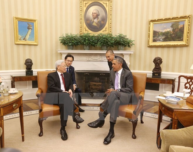 Tổng Bí thư Nguyễn Phú Trọng hội đàm chính thức với Tổng thống Barack Obama ảnh 1 Tổng Bí thư Nguyễn Phú Trọng hội đàm chính thức với Tổng thống Barack Obama ảnh 1