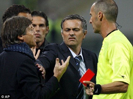 Kết quả hình ảnh cho mourinho red card