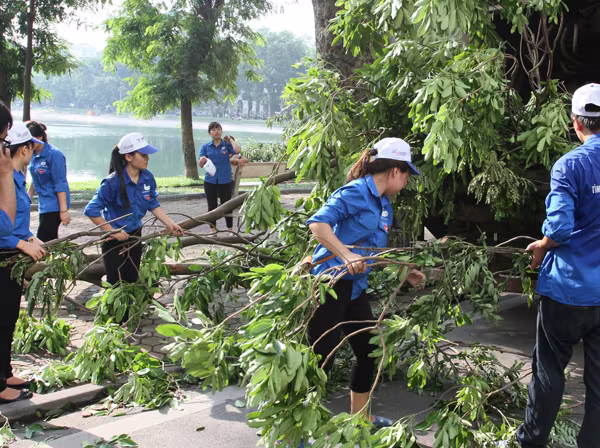 Đường phố Hà Nội một ngày sau giông lốc kinh hoàng ảnh 1