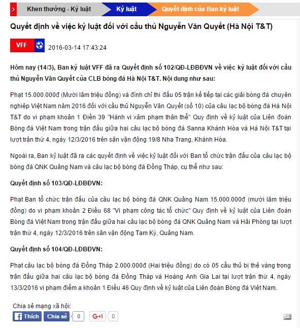 VFF rốt ráo phạt Văn Quyết nhưng lại "bỏ qua" lỗi của CLB Khánh Hòa!? ảnh 3 VFF rốt ráo phạt Văn Quyết nhưng lại "bỏ qua" lỗi của CLB Khánh Hòa!? ảnh 3
