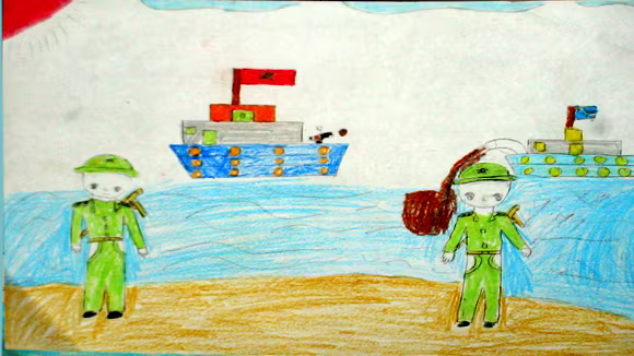 Tranh học Thượng Thanh dự thi “Viết thư gửi các chiến sĩ canh giữ biển đảo quê hương” ảnh 8