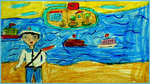 Tranh học Thượng Thanh dự thi “Viết thư gửi các chiến sĩ canh giữ biển đảo quê hương” ảnh 4