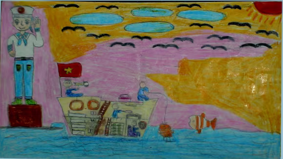 Tranh học Thượng Thanh dự thi “Viết thư gửi các chiến sĩ canh giữ biển đảo quê hương” ảnh 6