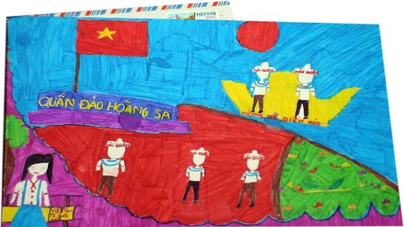 Tranh học sinh THCS Tiền Phong “gửi các chiến sĩ canh giữ biển đảo quê hương” ảnh 1 Tranh học sinh THCS Tiền Phong “gửi các chiến sĩ canh giữ biển đảo quê hương” ảnh 1
