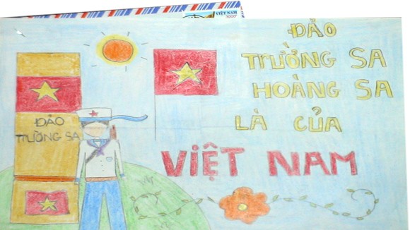 Tranh học sinh THCS Tiền Phong “gửi các chiến sĩ canh giữ biển đảo quê hương” ảnh 7 Tranh học sinh THCS Tiền Phong “gửi các chiến sĩ canh giữ biển đảo quê hương” ảnh 7