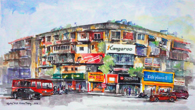 Các khu tập thể của Hà Nội bắt đầu được xây dựng từ khoảng những năm 1957 thế kỷ trước (Tập thể A12 Khương Thượng, năm 2018, tranh của kiến trúc sư Phạm Thanh Sơn) Các khu tập thể của Hà Nội bắt đầu được xây dựng từ khoảng những năm 1957 thế kỷ trước (Tập thể A12 Khương Thượng, năm 2018, tranh của kiến trúc sư Phạm Thanh Sơn)