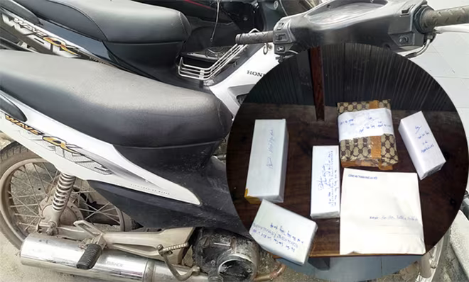 Tang vật và chiếc xe 2 nghi can sử dụng gây án