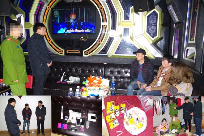 Lực lượng Công an tỉnh Hà Nam kiểm tra quán Karaoke Xuân Bảo Châm phát hiện nhiều ma túy