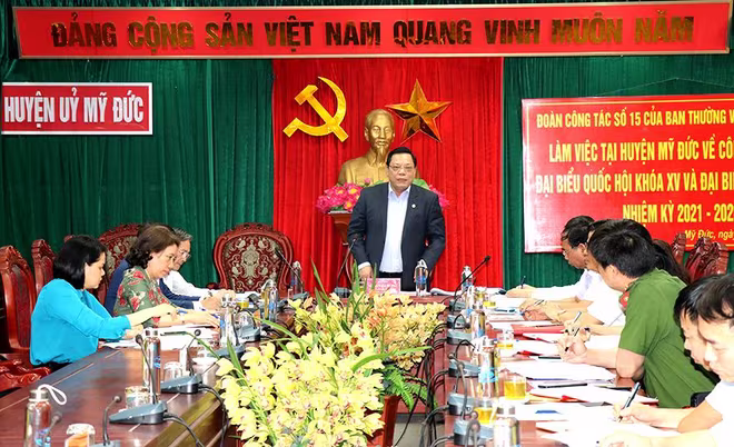 Đoàn công tác số 15 của Ban Thường vụ Thành uỷ Hà Nội làm việc tại huyện Mỹ Đức về công tác bầu cử Đại biểu Quốc hội khoá XV và Đại biểu HĐND các cấp nhiệm kỳ 2021-2026 Đoàn công tác số 15 của Ban Thường vụ Thành uỷ Hà Nội làm việc tại huyện Mỹ Đức về công tác bầu cử Đại biểu Quốc hội khoá XV và Đại biểu HĐND các cấp nhiệm kỳ 2021-2026