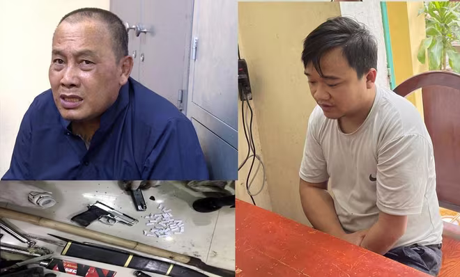 Đối tượng Hanh và Đức cùng các tang vật liên quan Đối tượng Hanh và Đức cùng các tang vật liên quan