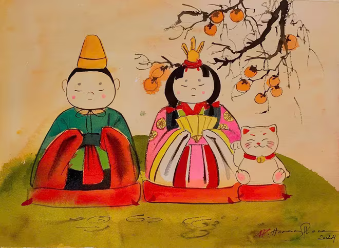 Văn hoá dân gian Nhật Bản được phác hoạ trong “Ký ức đồng dao”. Tranh: Hoạ sĩ Hoàng Phong Văn hoá dân gian Nhật Bản được phác hoạ trong “Ký ức đồng dao”. Tranh: Hoạ sĩ Hoàng Phong