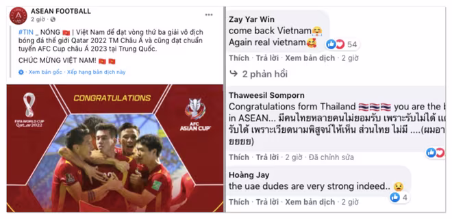 ASEAN Football cùng nhiều gửi lời chúc mừng đội tuyển Việt Nam (ảnh chụp màn hình) ASEAN Football cùng nhiều gửi lời chúc mừng đội tuyển Việt Nam (ảnh chụp màn hình)