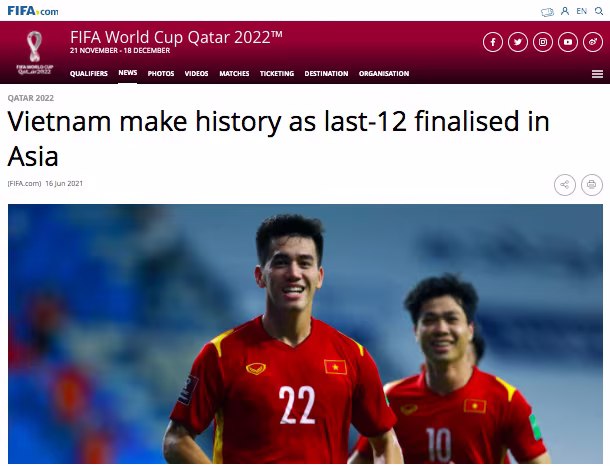 Trang chủ FIFA ngợi khen ĐT Việt Nam và bày tỏ ấn tượng với tiền đạo Tiến Linh