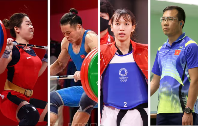 Từ trái qua: Bốn VĐV được kỳ vọng là Hoàng Thị Duyên, Thạch Kim Tuấn, Trương Thị Kim Tuyền và Hoàng Xuân Vinh đều không thể giúp Việt Nam có huy chương tại Olympic Tokyo. Từ trái qua: Bốn VĐV được kỳ vọng là Hoàng Thị Duyên, Thạch Kim Tuấn, Trương Thị Kim Tuyền và Hoàng Xuân Vinh đều không thể giúp Việt Nam có huy chương tại Olympic Tokyo.
