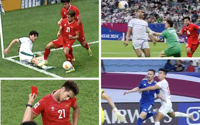 Những động tác thừa thãi của Nguyễn Mạnh Hưng, Quan Văn Chuẩn, Nguyễn Ngọc Thắng khiến U23 Việt Nam nhận thẻ đỏ, phạt đền không đáng có tại giải châu Á 2024