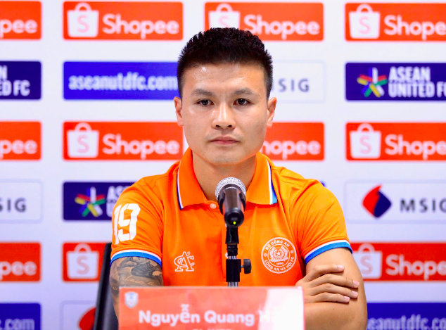 Quang Hải tại họp báo trước trận chung kết lượt về C1 Đông Nam Á 2024/25