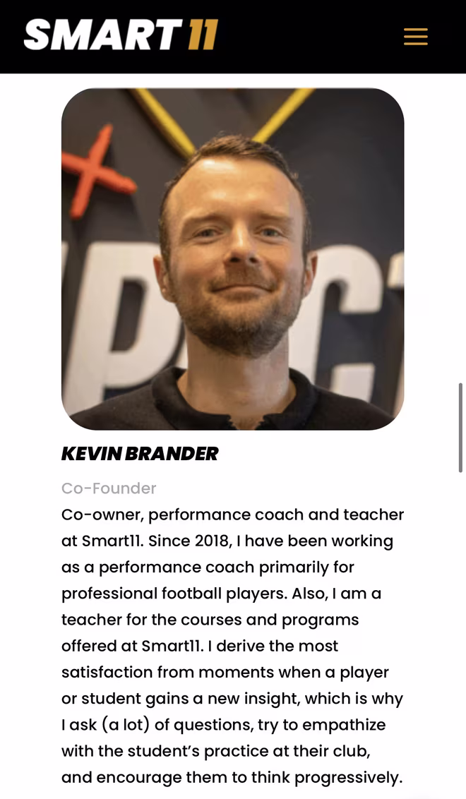 Kevin Brander - chuyên gia bóng đá, người đồng sáng lập Smart11 Kevin Brander - chuyên gia bóng đá, người đồng sáng lập Smart11