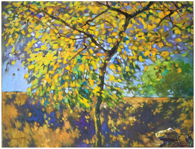 "Thu sang", tác phẩm sơn dầu trên toan 70x90 cm của họa sĩ Trịnh Liên "Thu sang", tác phẩm sơn dầu trên toan 70x90 cm của họa sĩ Trịnh Liên