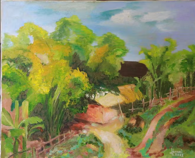 Hoạ sĩ Nguyễn Lệ Mai, tác phẩm "Nắng quê", 60x80, sơn dầu, 2021 Hoạ sĩ Nguyễn Lệ Mai, tác phẩm "Nắng quê", 60x80, sơn dầu, 2021