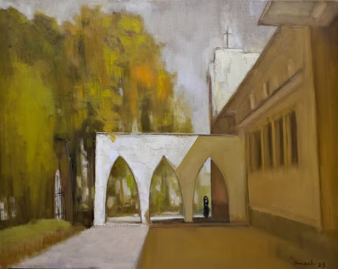 "Nắng trên thánh đường" của họa sĩ Lâm Đức Mạnh. "Nắng trên thánh đường" của họa sĩ Lâm Đức Mạnh.