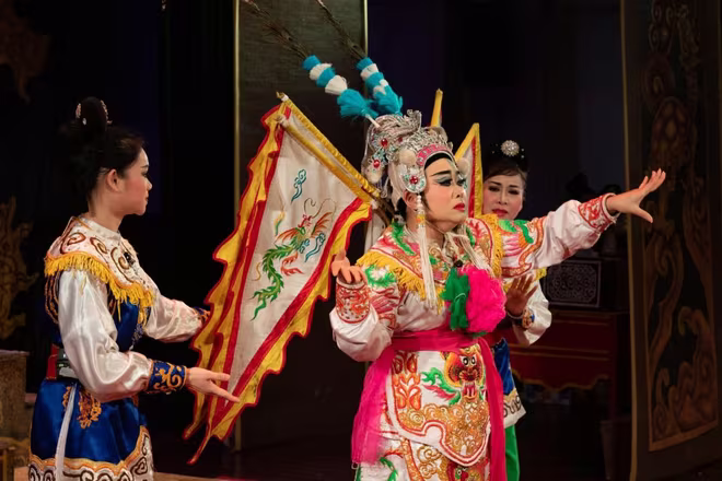 Một cảnh trong vở "Nữ tướng Đào Tam Xuân" Một cảnh trong vở "Nữ tướng Đào Tam Xuân"
