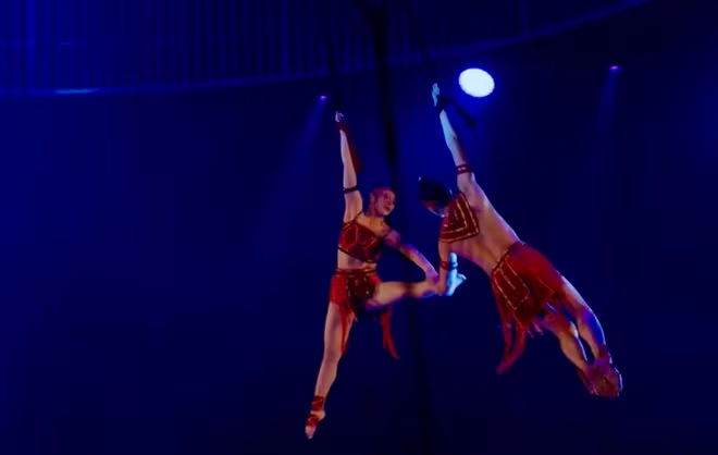 Phần trình diễn của hai nghệ sĩ Đức Thịnh và Thu Trang. Ảnh: Liên đoàn Xiếc Việt Nam