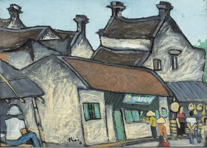 Phố Gia Ngư, sơn dầu, 1980, họa sĩ Bùi Xuân Phái