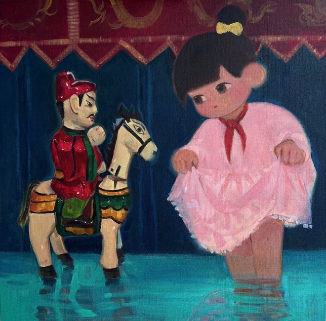 Tác phẩm &quot;Trên mặt nước&quot;, sơn dầu của Mai Linh Đan