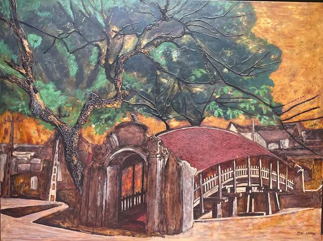 Nguyễn Mai Loan Tác phẩm: Cổng xưa Kích thước: 90cm x 120cm Chất liệu: Sơn mài Năm sáng tác: 2025 Nguyễn Mai Loan Tác phẩm: Cổng xưa Kích thước: 90cm x 120cm Chất liệu: Sơn mài Năm sáng tác: 2025