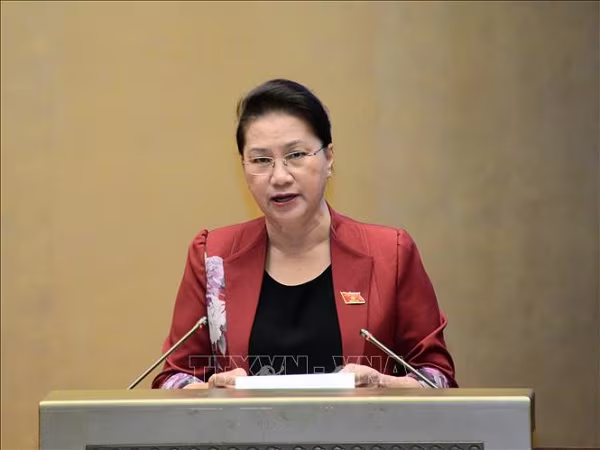 Chủ tịch Quốc hội Nguyễn Thị Kim Ngân phát biểu khai mạc hội nghị (Ảnh: TTX VN)