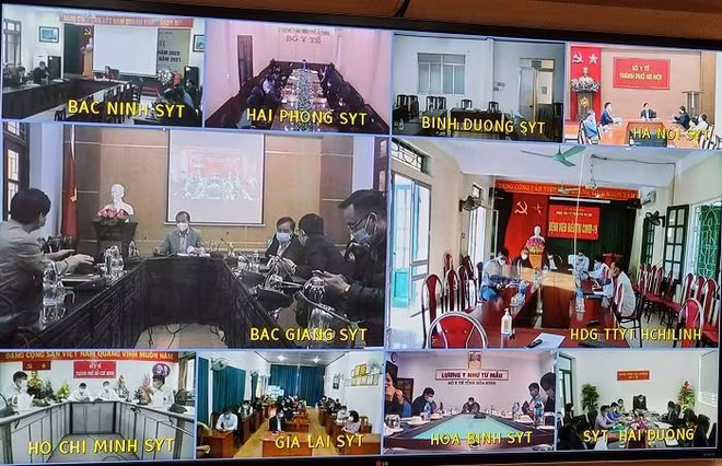 Hình ảnh cuộc họp trực tuyến từ Bộ Y tế với các tỉnh thành đang có dịch Covid-19 sáng nay Hình ảnh cuộc họp trực tuyến từ Bộ Y tế với các tỉnh thành đang có dịch Covid-19 sáng nay