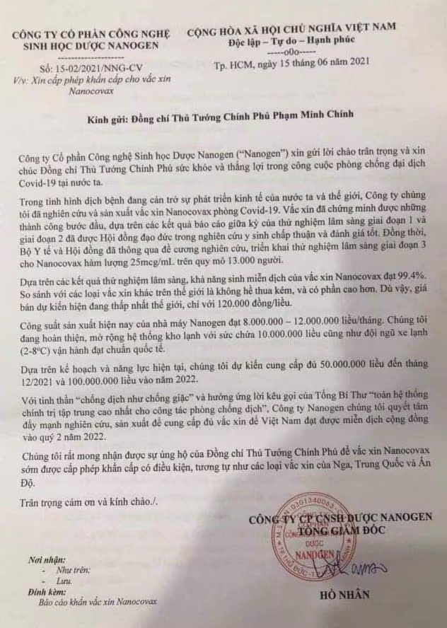 Công ty Nanogen gửi công văn tới Thủ tướng Công ty Nanogen gửi công văn tới Thủ tướng