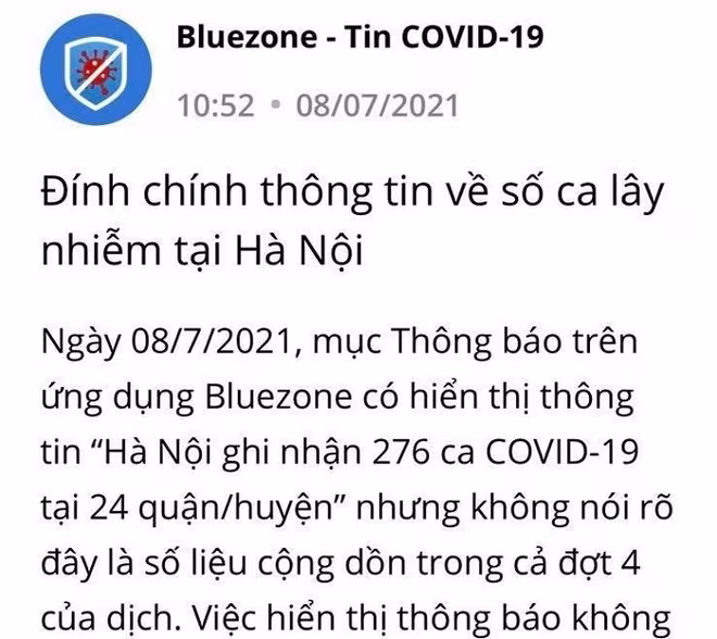 Bản tin đính chính của Bluezone Bản tin đính chính của Bluezone