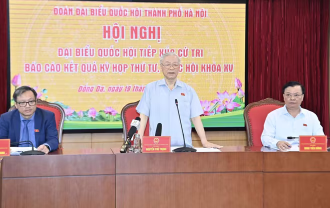 Tổng Bí thư Nguyễn Phú Trọng phát biểu tại buổi tiếp xúc cử tri Hà Nội