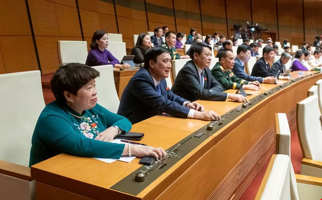 Các ĐBQH biểu quyết thông qua Nghị quyết Kỳ họp thứ 8 Các ĐBQH biểu quyết thông qua Nghị quyết Kỳ họp thứ 8