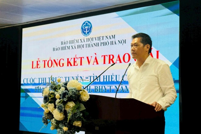 Giám đốc BHXH TP Hà Nội Nguyễn Ngọc Huyến phát biểu