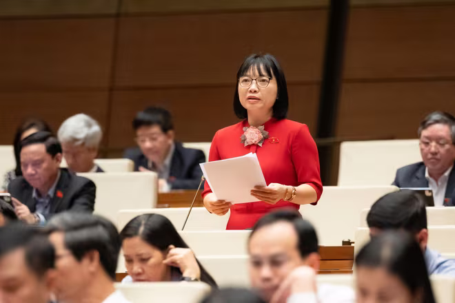 Đại biểu Nguyễn Thị Việt Nga (đoàn Hải Phòng) phát biểu thảo luận