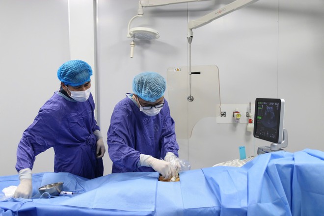 Ê-kíp bác sĩ thực hiện điều trị u xơ tử cung và lạc nội mạc tử cung bằng sóng cao tần (RFA)