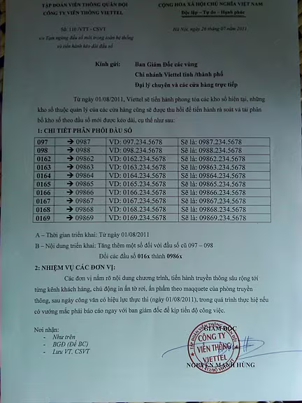 Văn bản được Viettel chính thức xác định là giả mạo Văn bản được Viettel chính thức xác định là giả mạo