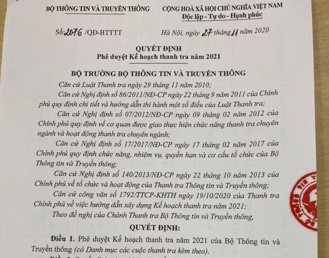 Ngoài công tác thanh tra theo kế hoạch, Bộ TT-TT sẽ thanh tra đột xuất một số đơn vị vi phạm Ngoài công tác thanh tra theo kế hoạch, Bộ TT-TT sẽ thanh tra đột xuất một số đơn vị vi phạm