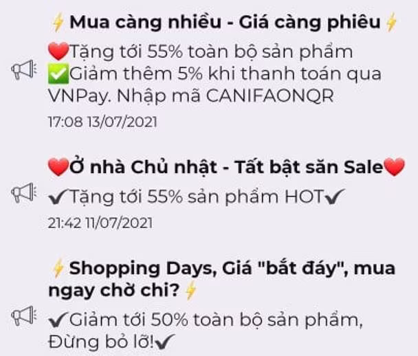 Cửa hàng thời trang liên tiếp gửi thông báo khuyến mại đến khách hàng